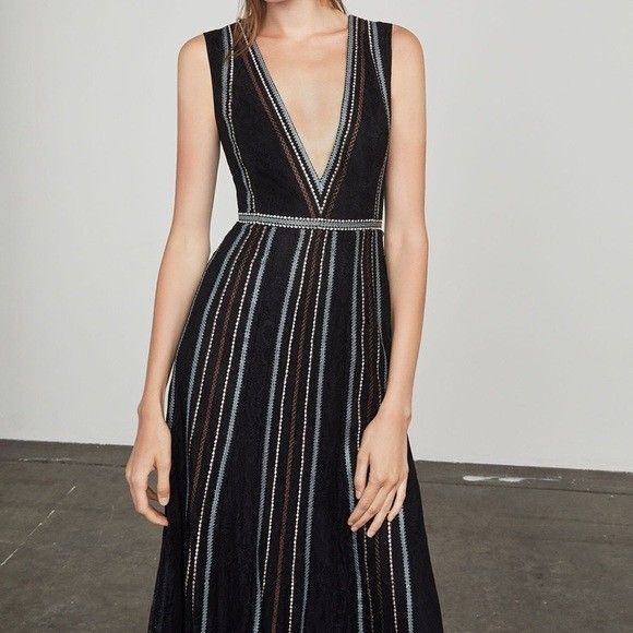 BCBG Veira Floral Lace Gown Formal Wedding Guest V Neck Maxi Size 6 - Picture 1 of 7